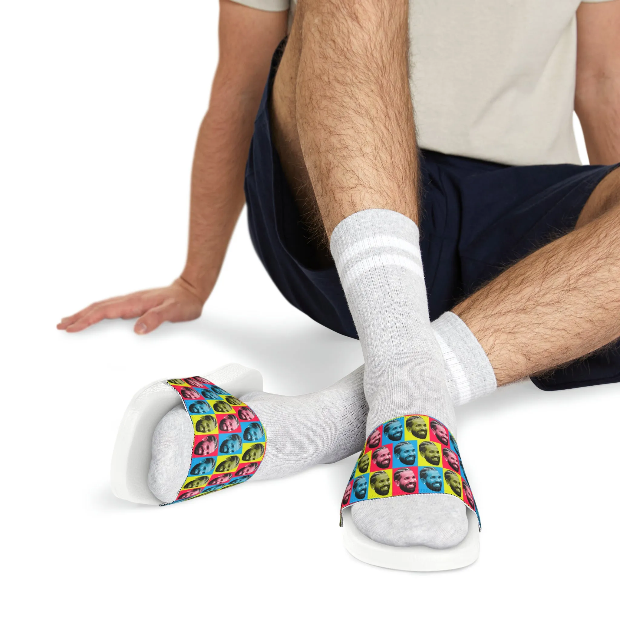 Drake Colored Checker Faces Men's Slide Sandals
