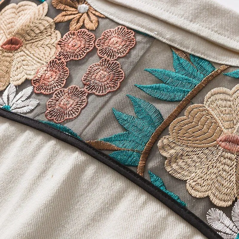 Embroidered Patchwork Denim Jacket