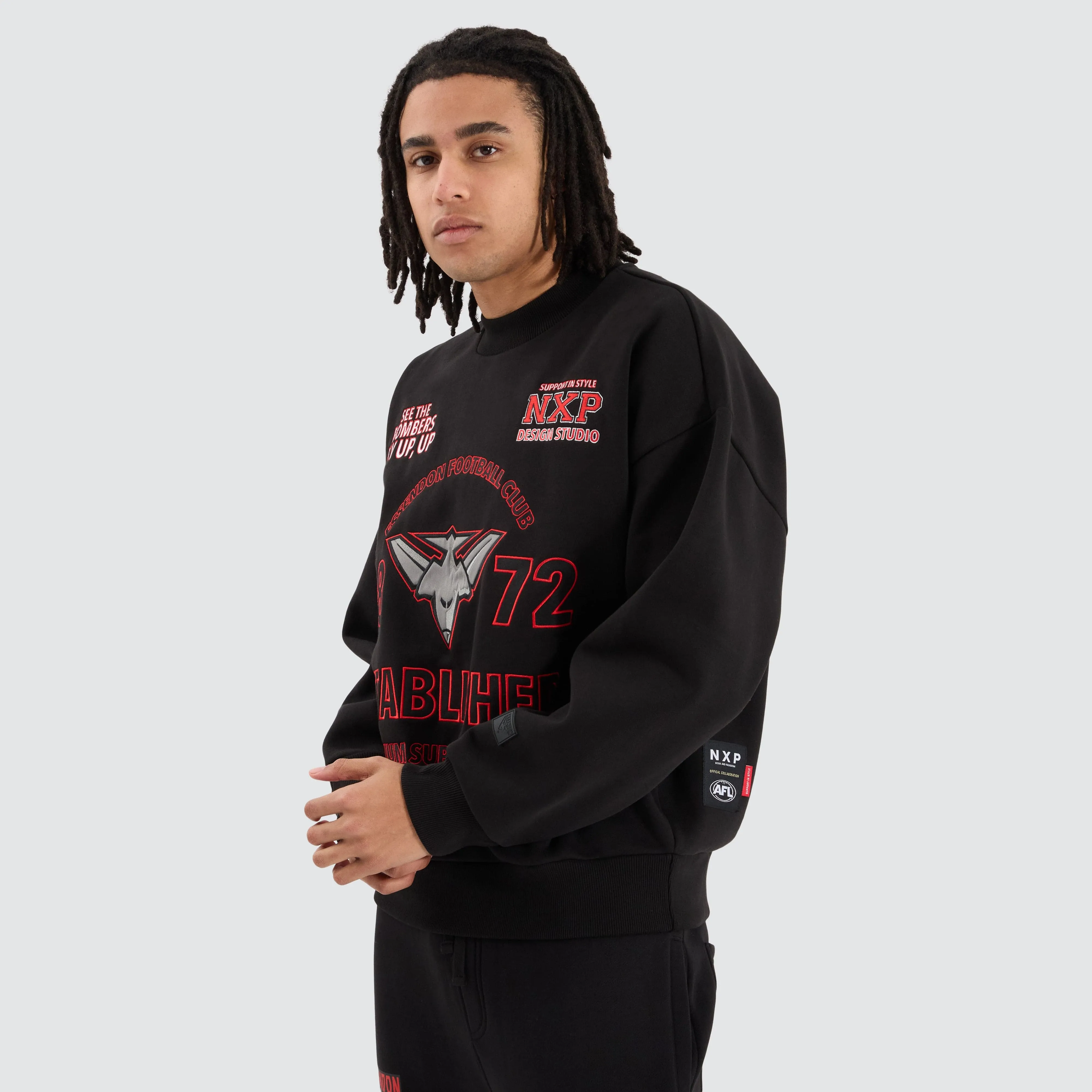 Essendon Bombers AFL Box Fit Sweater Jet Black