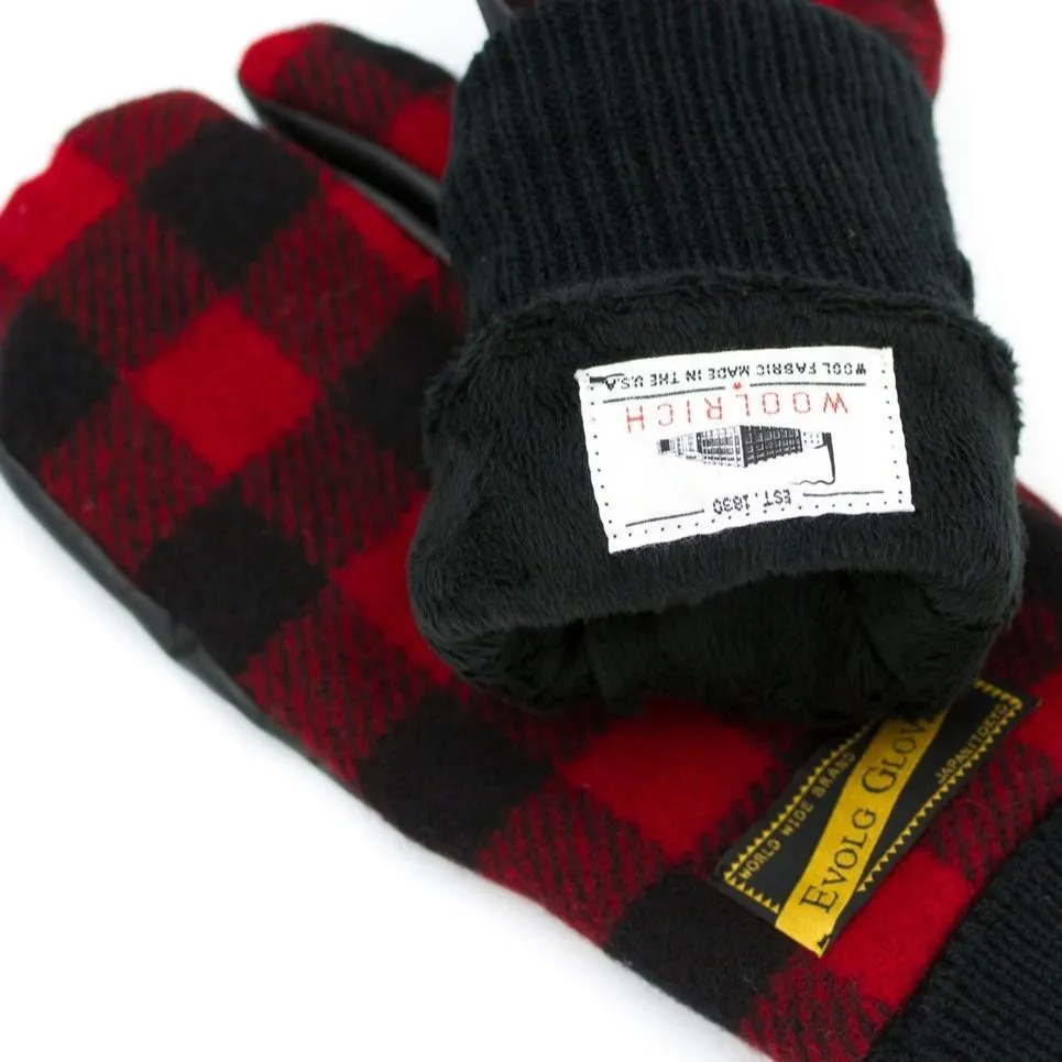 Exist Vegan Leather Woolrich Gloves (Buffalo Plaid Red)