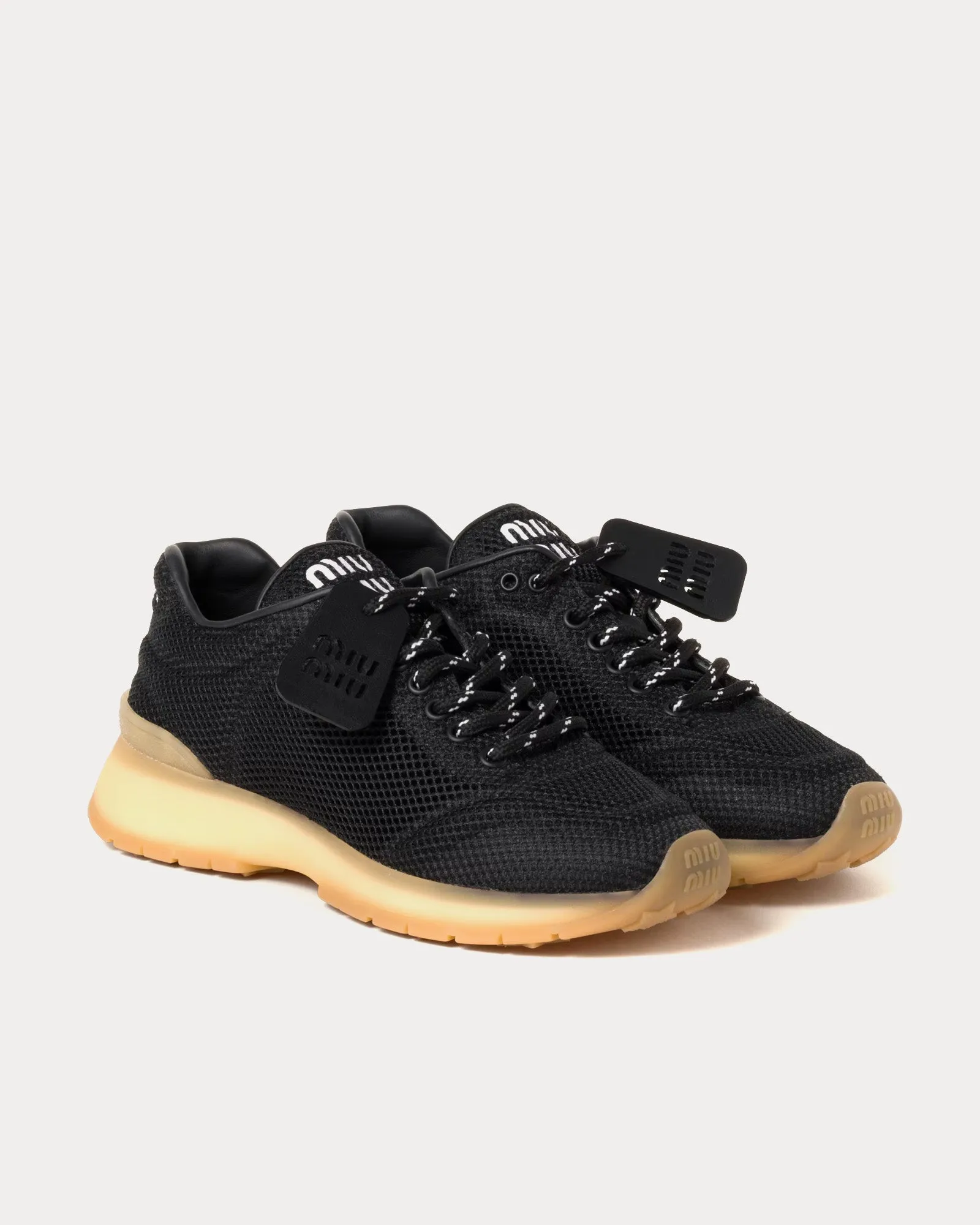 Fabric & Mesh Black Low Top Sneakers