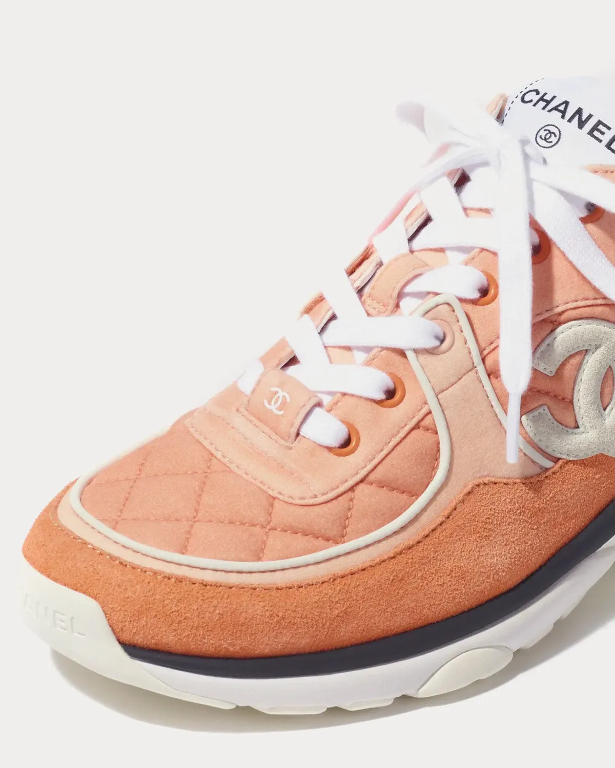 Fabric & Suede Calfskin Light Orange Low Top Sneakers