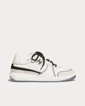 Fabric, Suede Calfskin & Calfskin White / Light Grey Low Top Sneakers