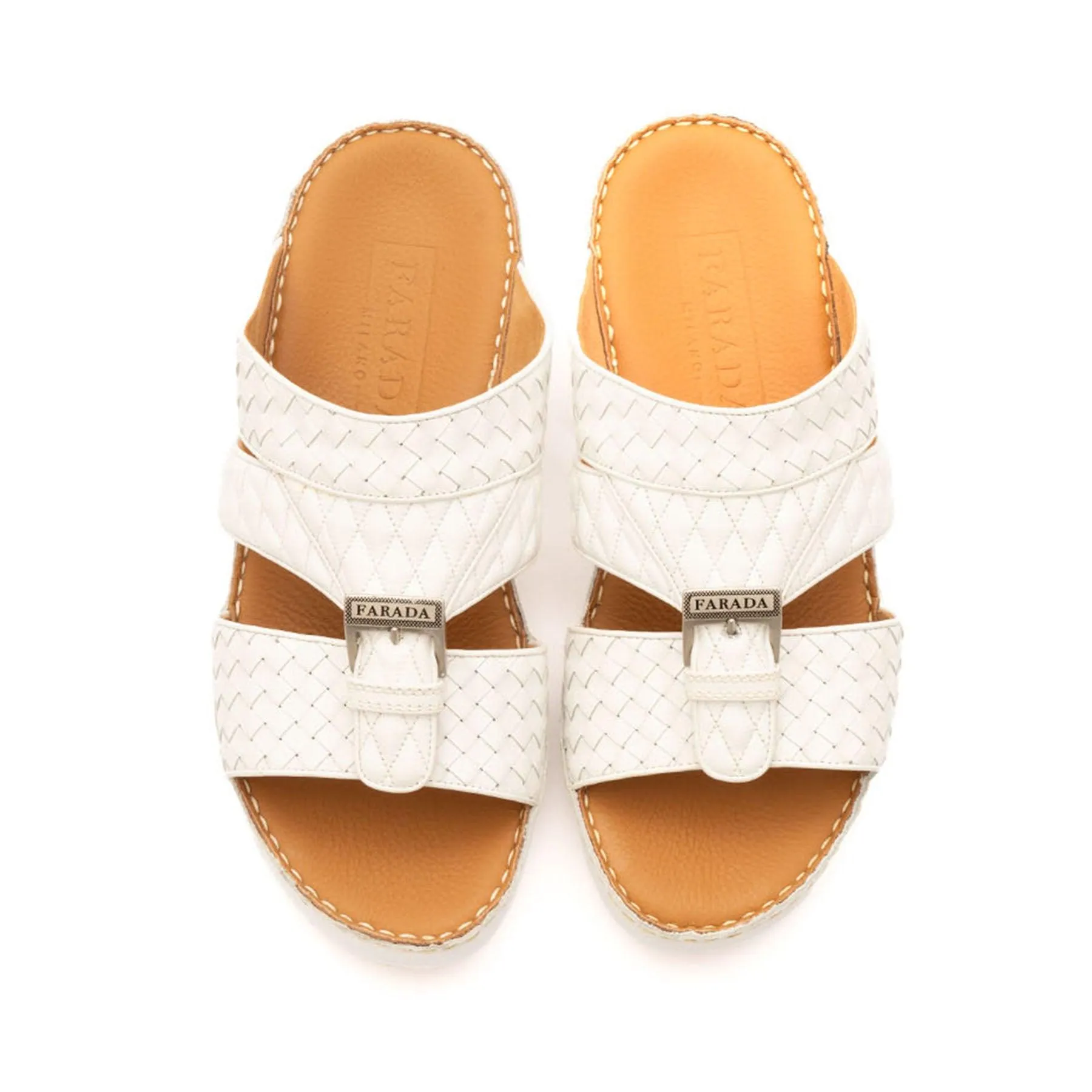 FARADA MILANO WEAVE PATTERN ARABIC SANDALS WHITE