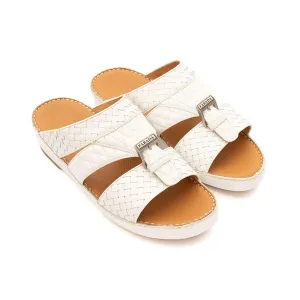 FARADA MILANO WEAVE PATTERN ARABIC SANDALS WHITE