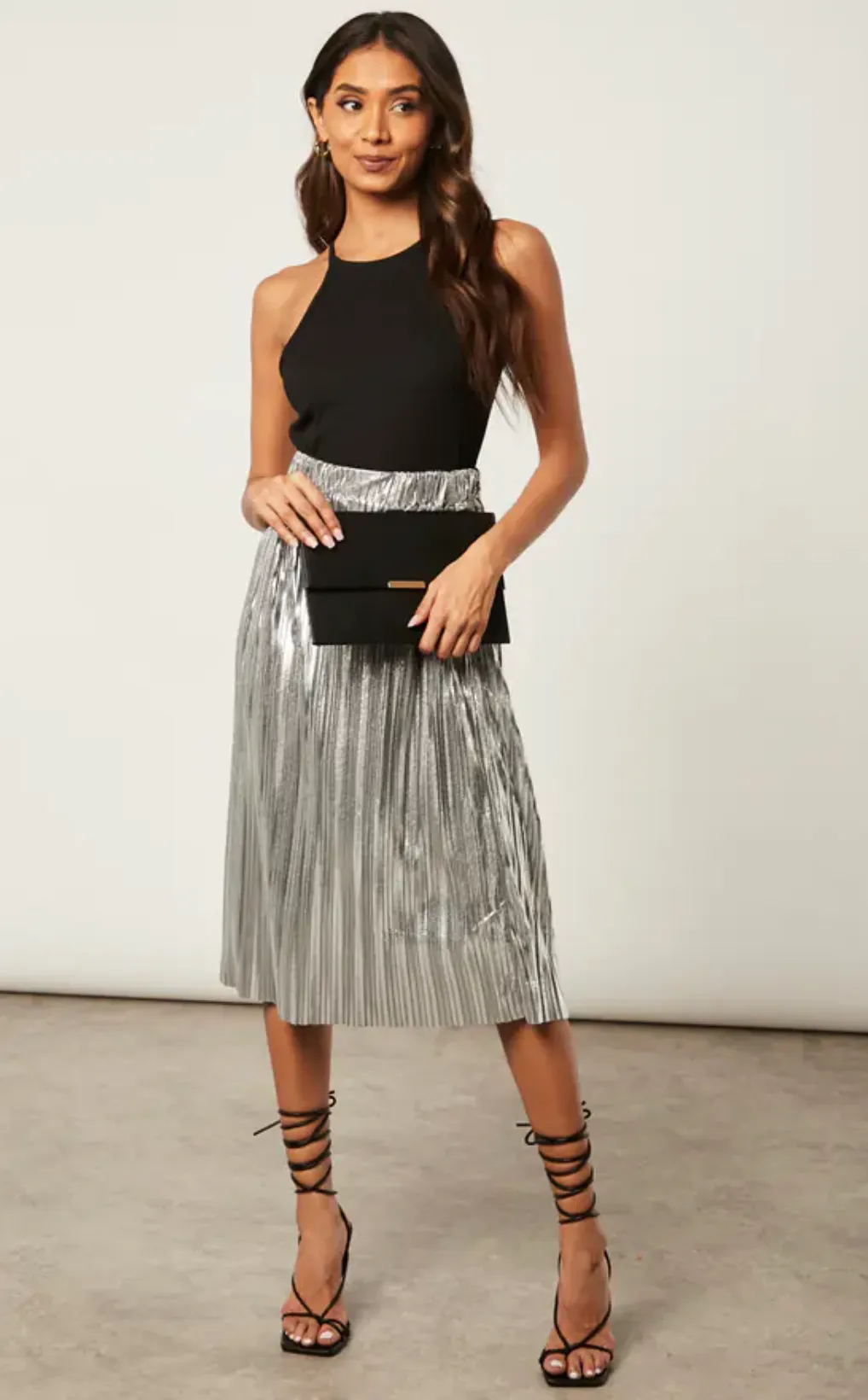 Faux Leather Black Envelope clutch with Gold lock