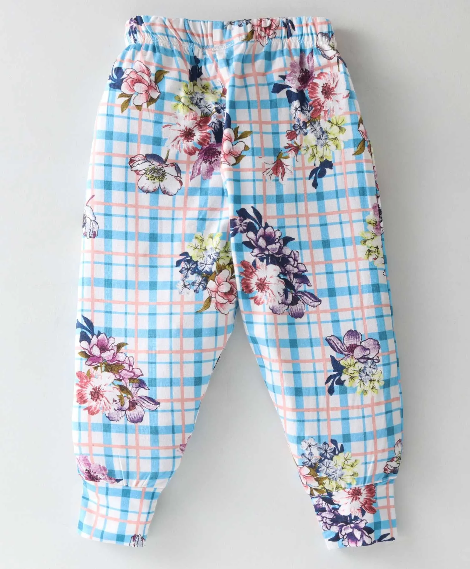 Floral Checkered Frill Top Jogger Set