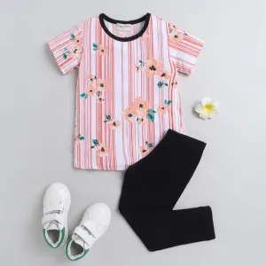 Floral with Stripes Leggings Set