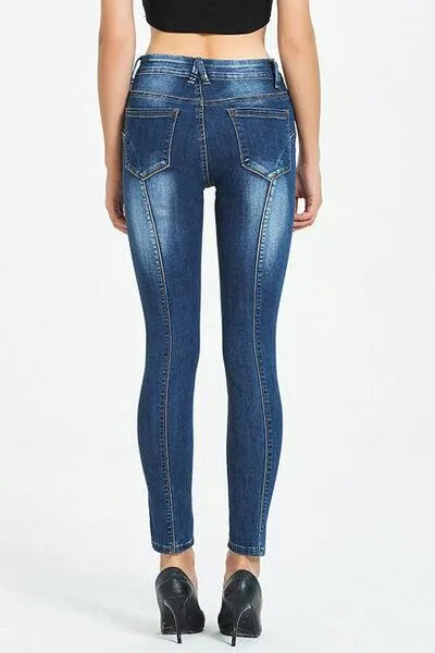 Front Seam Cropped Skinny Jeans