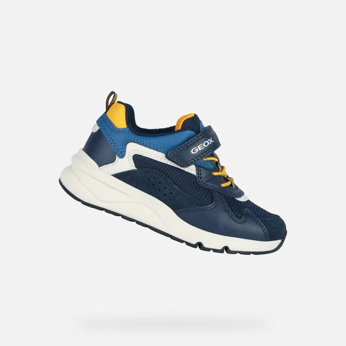 Geox Boys Rooner Navy/Yellow Trainers