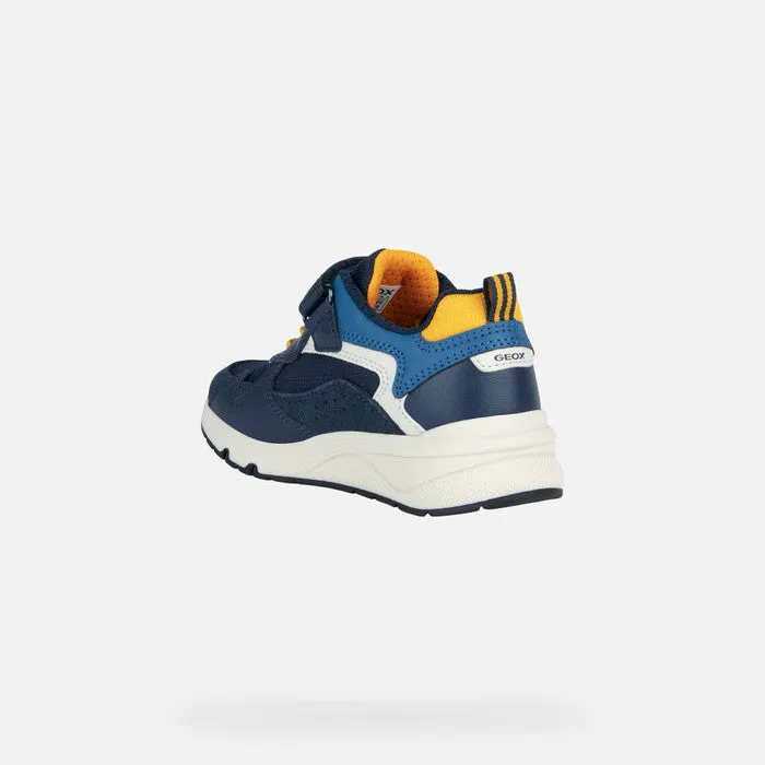 Geox Boys Rooner Navy/Yellow Trainers