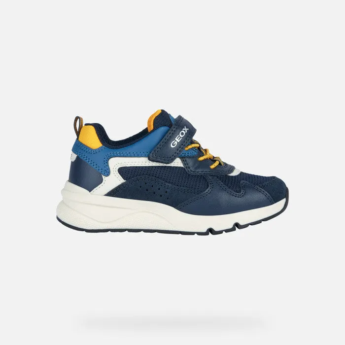 Geox Boys Rooner Navy/Yellow Trainers