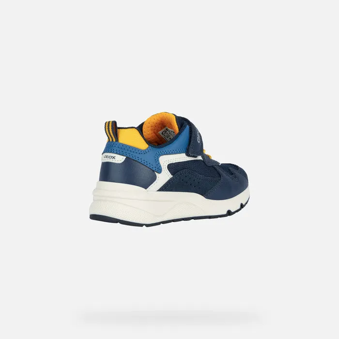 Geox Boys Rooner Navy/Yellow Trainers