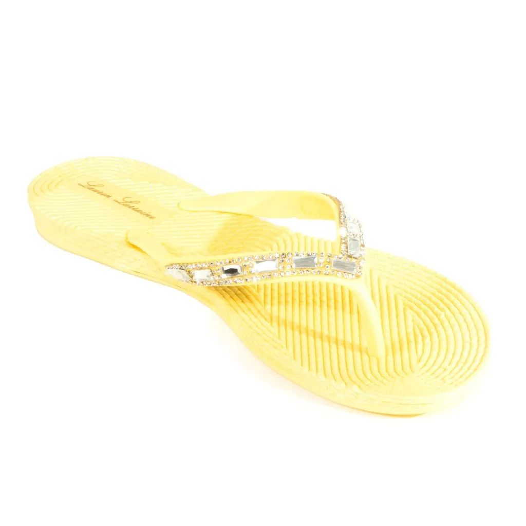 GIGI FLAT SLIPPER WITH SPARKLY CRYTSAL AND RHINESTONE DETAILING