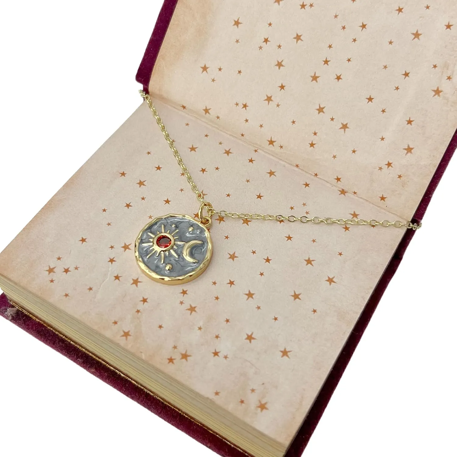 Gold coin necklace for women, sun and moon necklace jewelry yin yang
