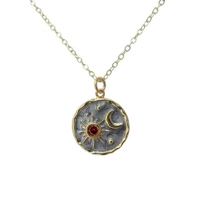Gold coin necklace for women, sun and moon necklace jewelry yin yang