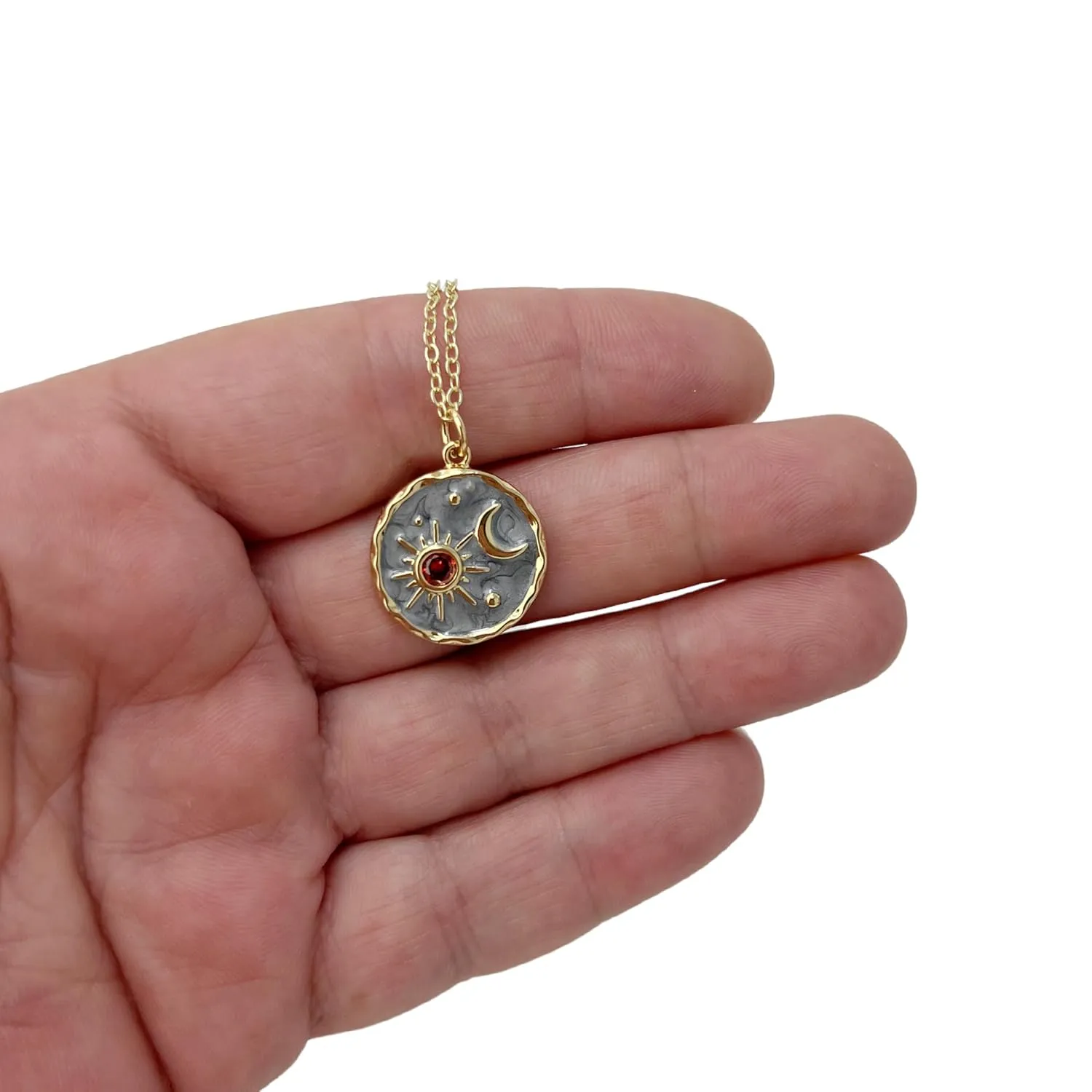 Gold coin necklace for women, sun and moon necklace jewelry yin yang