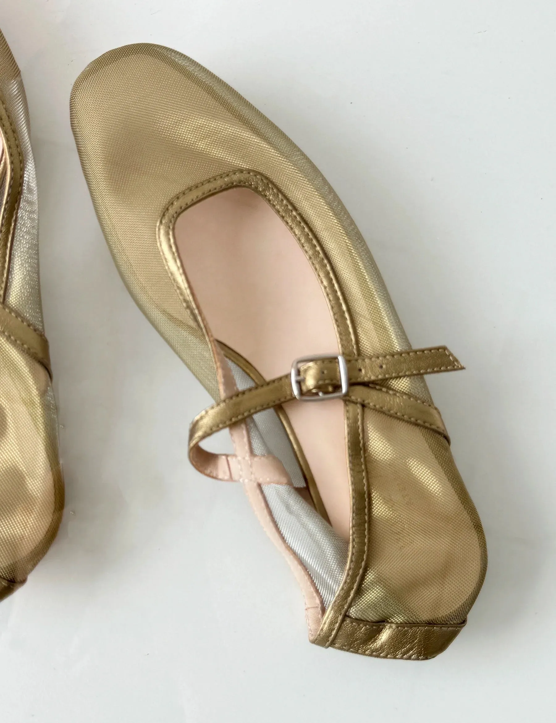 Gold Mary Jane Flats