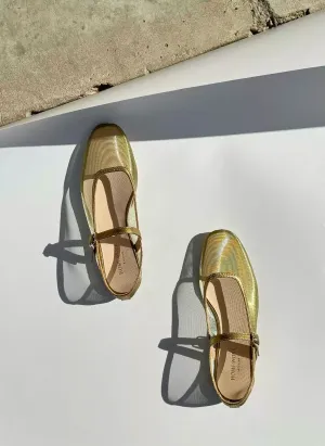 Gold Mary Jane Flats