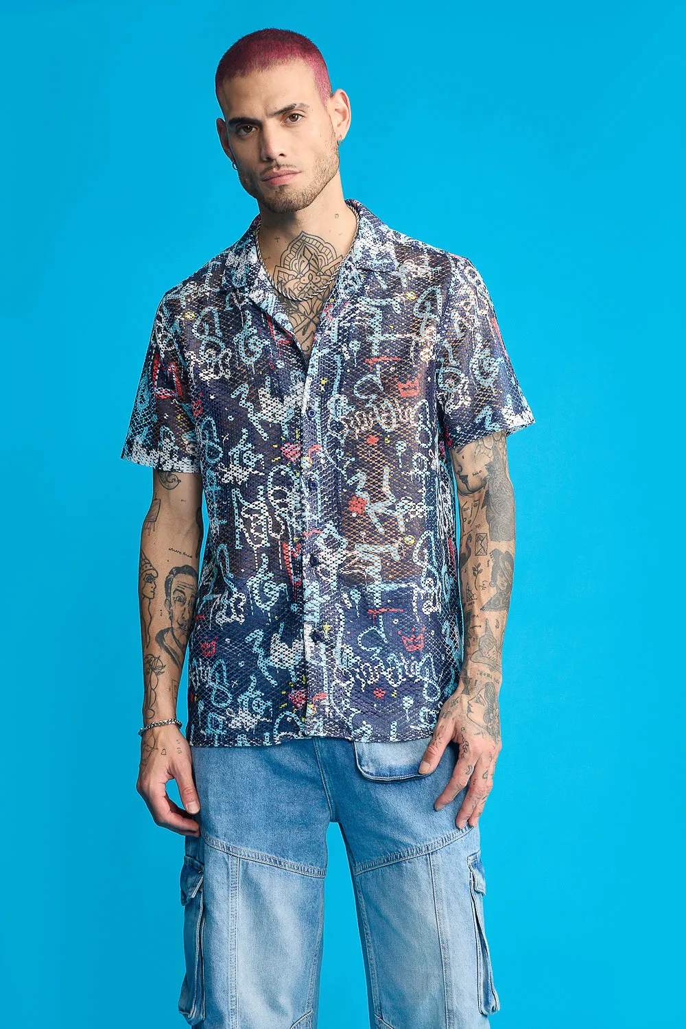 Graffiti Men's Mesh Shirt