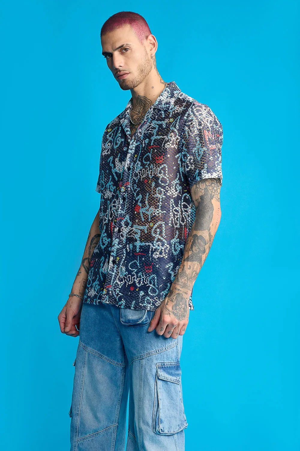 Graffiti Men's Mesh Shirt