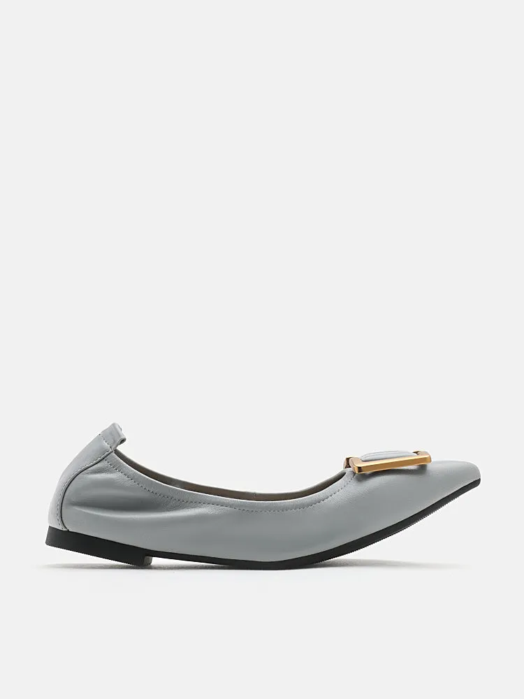 Harper Gold Buckled Pointed-Toe Flats