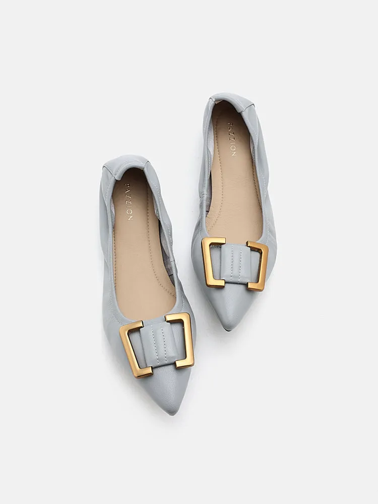 Harper Gold Buckled Pointed-Toe Flats