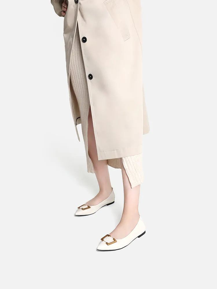Harper Gold Buckled Pointed-Toe Flats