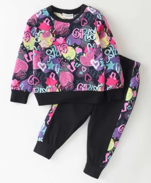 Hearts Printed Sweatshirt Jogger Set