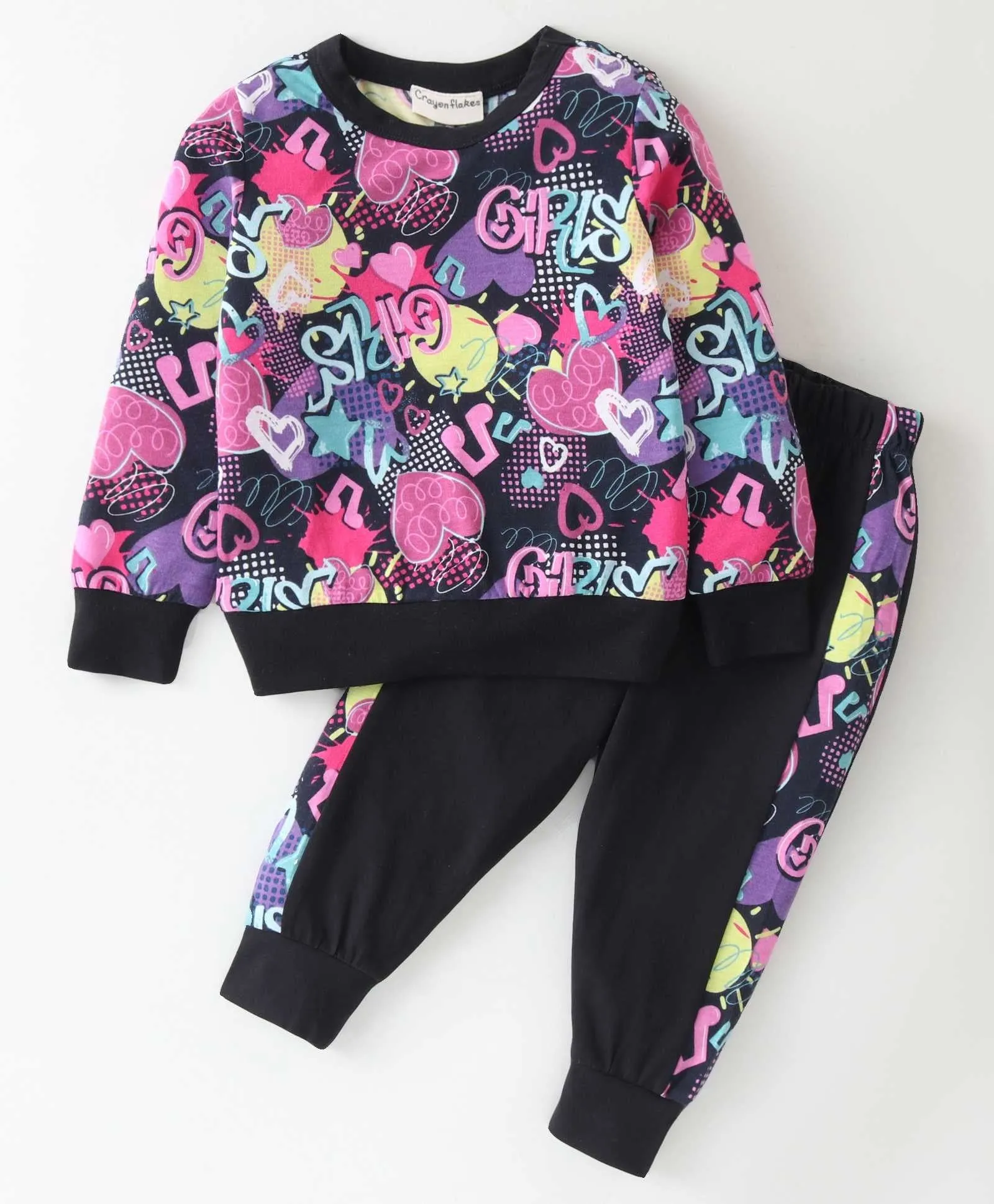 Hearts Printed Sweatshirt Jogger Set