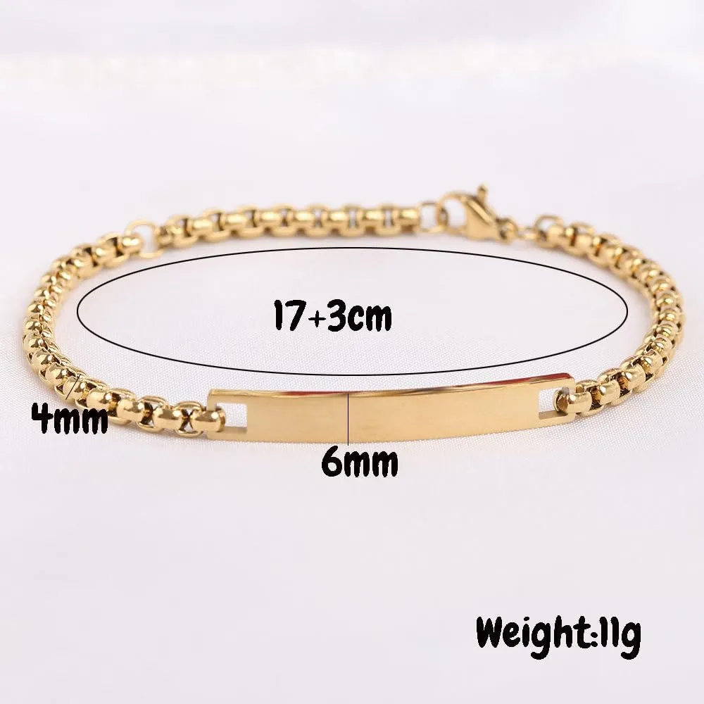 Hebrew Thin Bracelet - Stackable Wristbands Israel Judaica Jewelry Personalized with ID Name of God Amulet Prayer Adjustable Stainless Steel Chain Bracelet, 6.69" or 7.87"