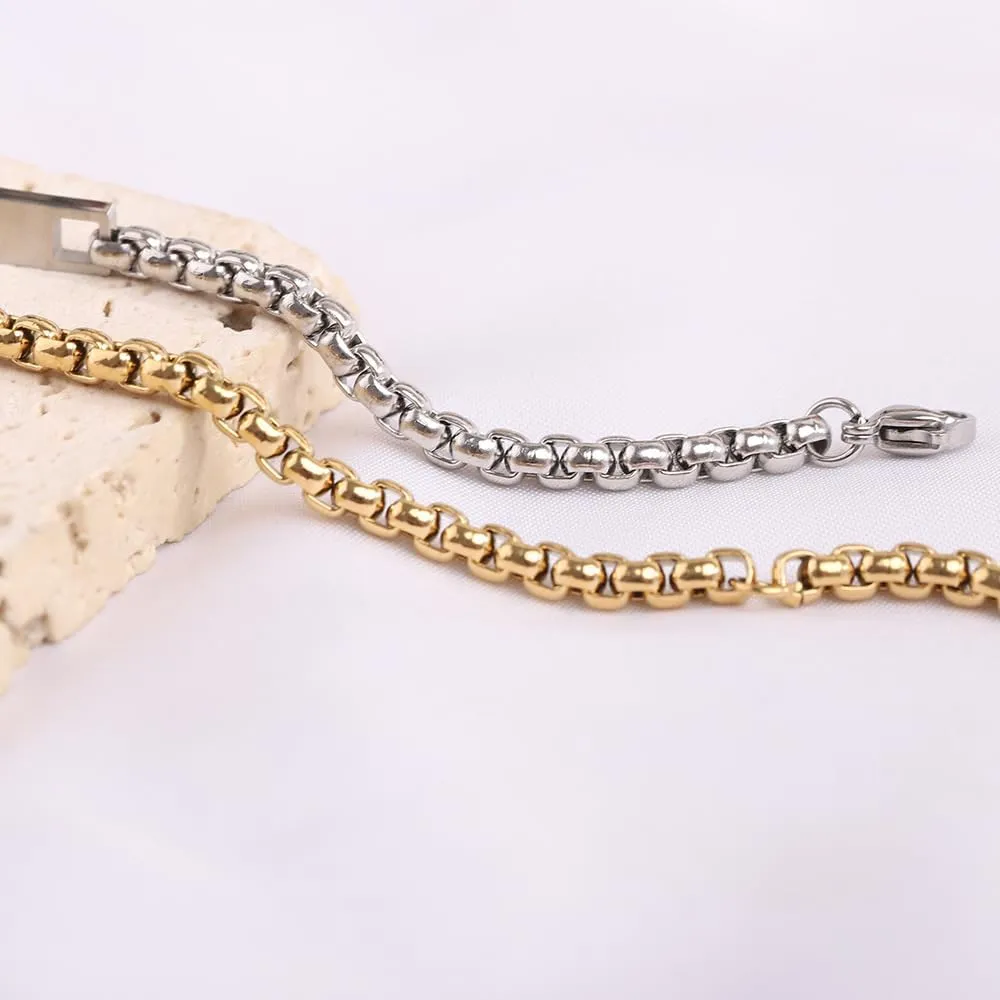 Hebrew Thin Bracelet - Stackable Wristbands Israel Judaica Jewelry Personalized with ID Name of God Amulet Prayer Adjustable Stainless Steel Chain Bracelet, 6.69" or 7.87"