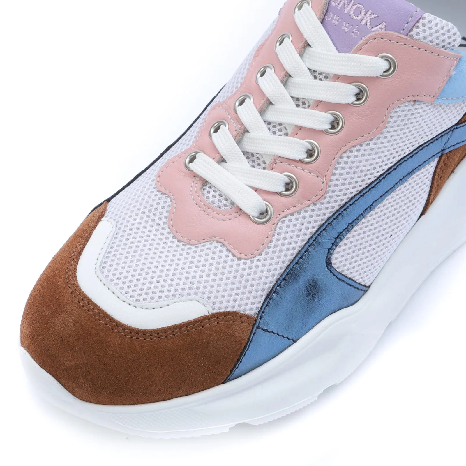 IZZI platform sneaker - brown and light blue