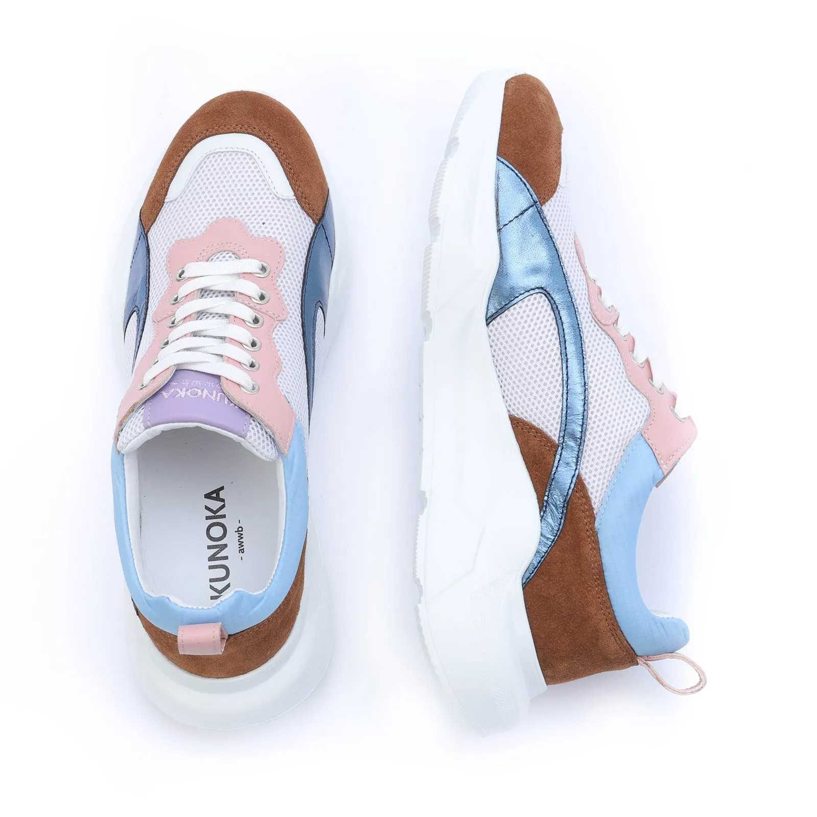 IZZI platform sneaker - brown and light blue