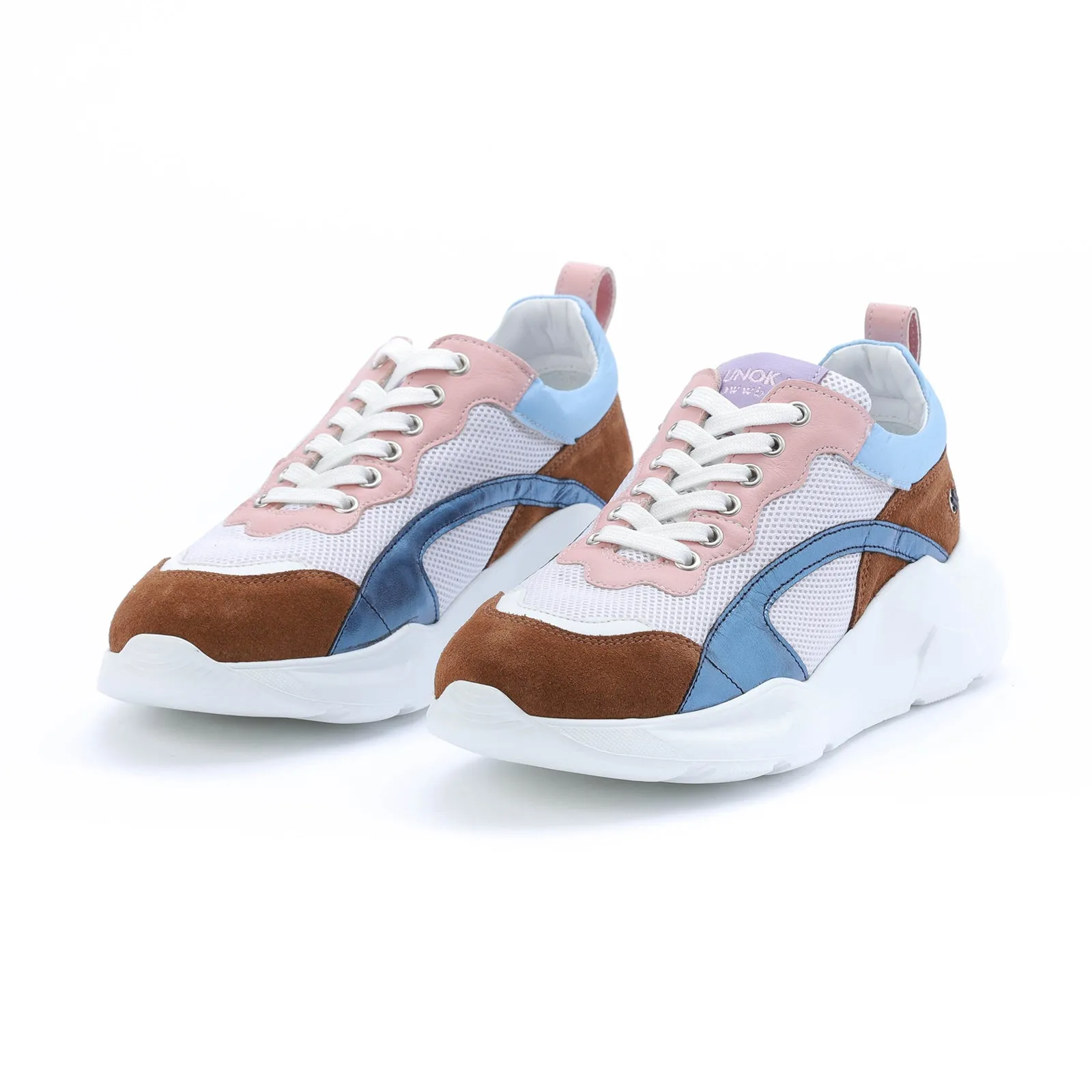 IZZI platform sneaker - brown and light blue