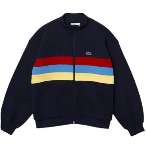 Lacoste Colorblock Bands Fleece Zip Sweatshirt (Navy Blue) SJ7546-51