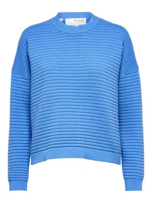 Laurina LS Knit O-Neck - Ultramarine