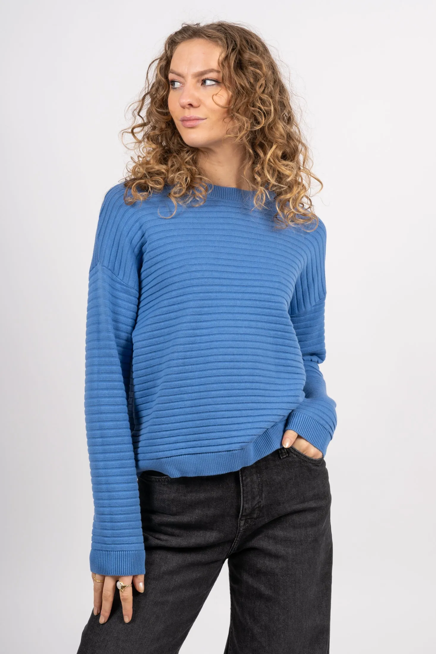 Laurina LS Knit O-Neck - Ultramarine