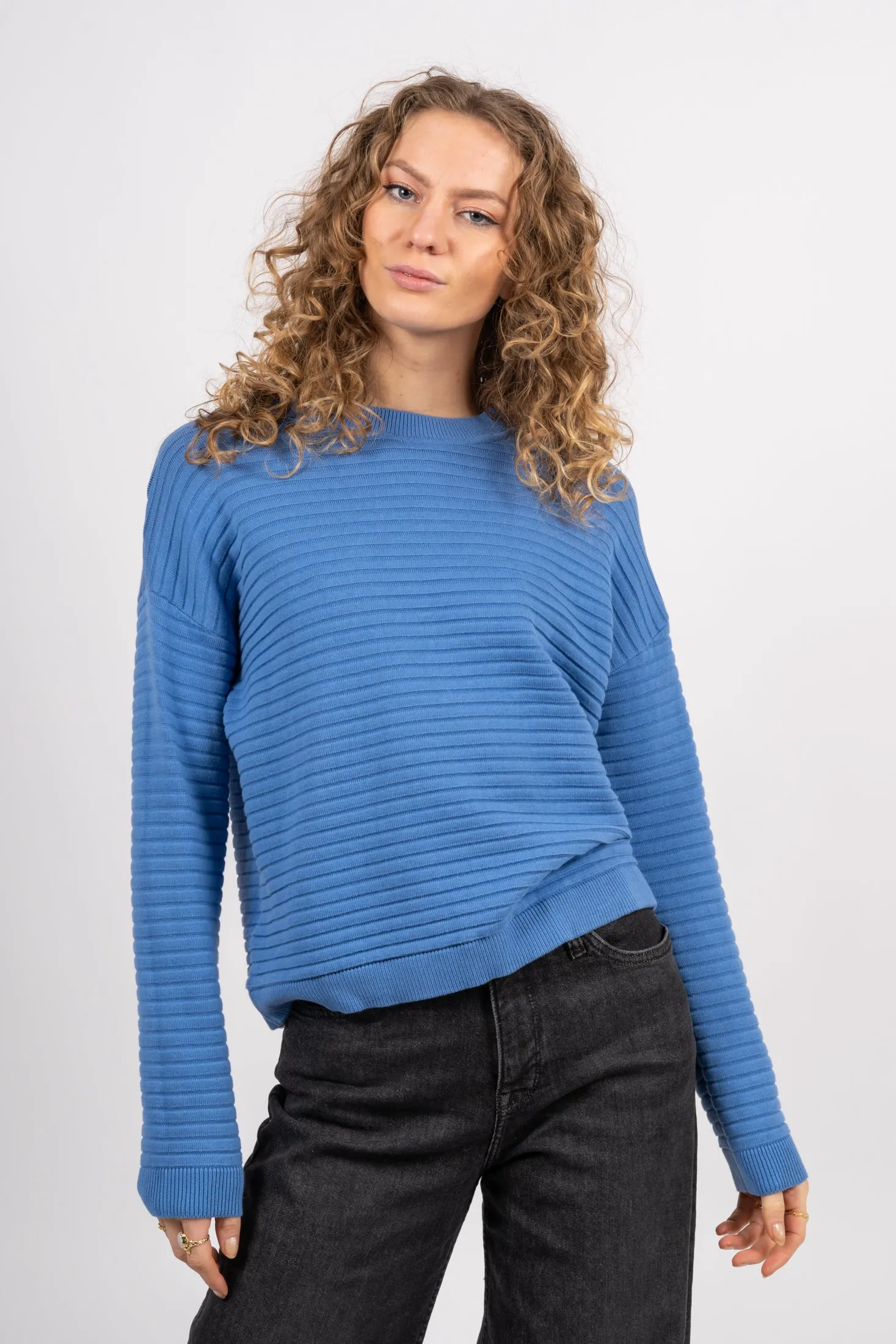 Laurina LS Knit O-Neck - Ultramarine