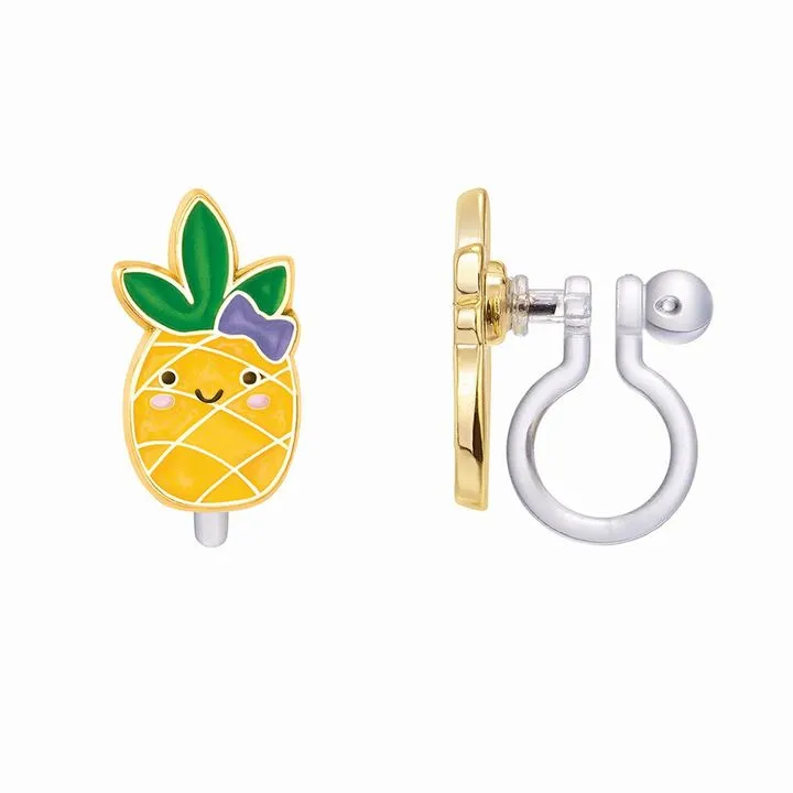Lookin' Pine Pineapple Lead Free Clip On Earrings