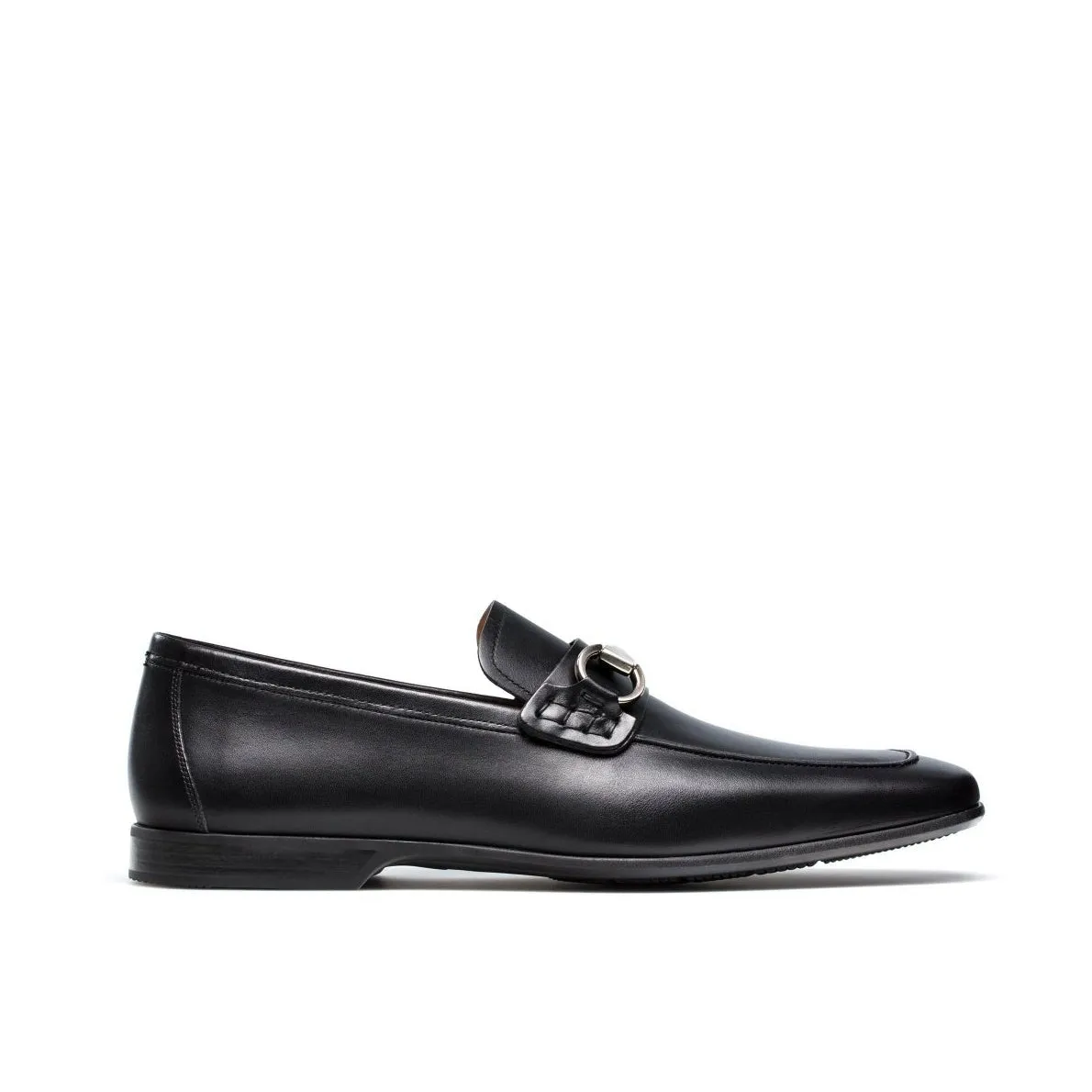 Magnanni Rafa II Men's Shoes Buterblade Black Calf-Skin Horsebit Loafers (MAGS1076)
