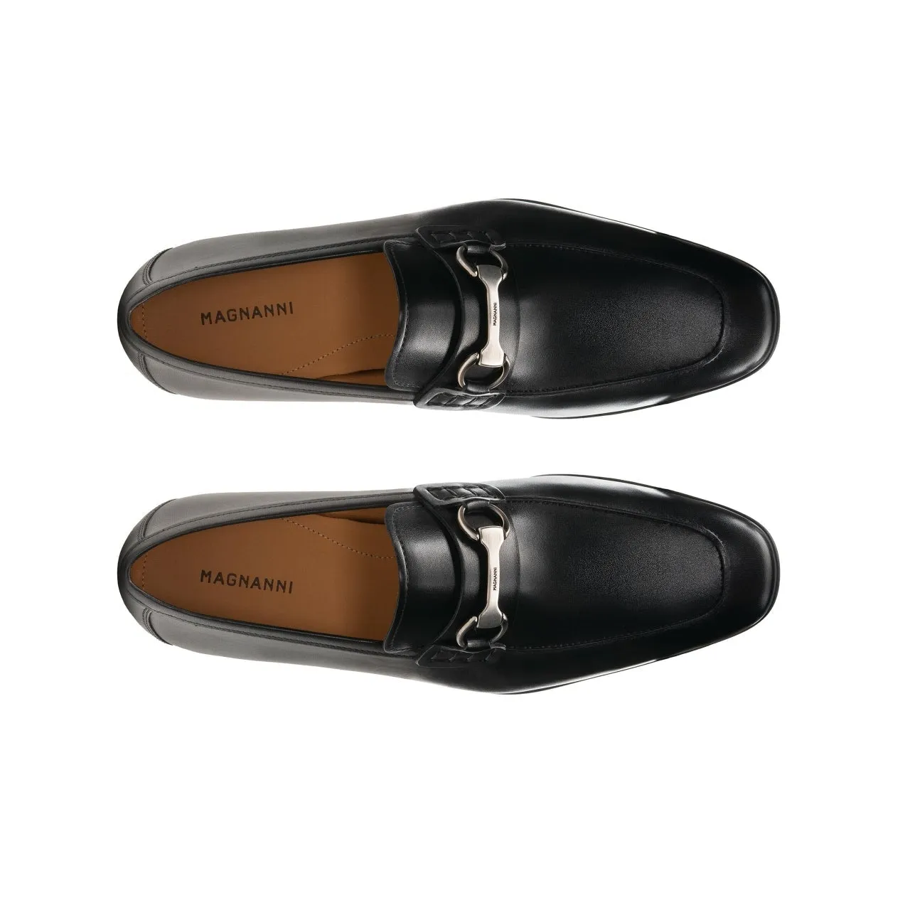 Magnanni Rafa II Men's Shoes Buterblade Black Calf-Skin Horsebit Loafers (MAGS1076)