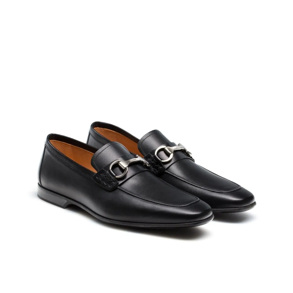 Magnanni Rafa II Men's Shoes Buterblade Black Calf-Skin Horsebit Loafers (MAGS1076)