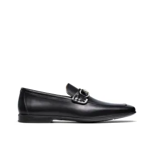 Magnanni Rafa II Men's Shoes Buterblade Black Calf-Skin Horsebit Loafers (MAGS1076)