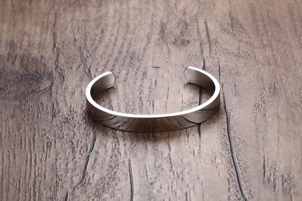 MEALGUET Personalized Cuff Bangle Bracelet : Polished Stainless Steel Various Inspirational Quote Bracelets Free Custom Engrave Name Mantra Text Minimalist Open Bangle Cuff for Men Women Girl Boy