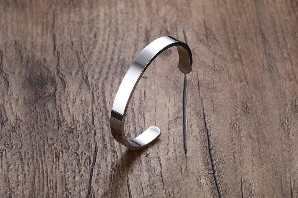 MEALGUET Personalized Cuff Bangle Bracelet : Polished Stainless Steel Various Inspirational Quote Bracelets Free Custom Engrave Name Mantra Text Minimalist Open Bangle Cuff for Men Women Girl Boy
