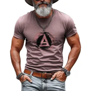 Men's Casual Round Neck Printed Slim Fit Short Sleeve T-shirt 94125557M