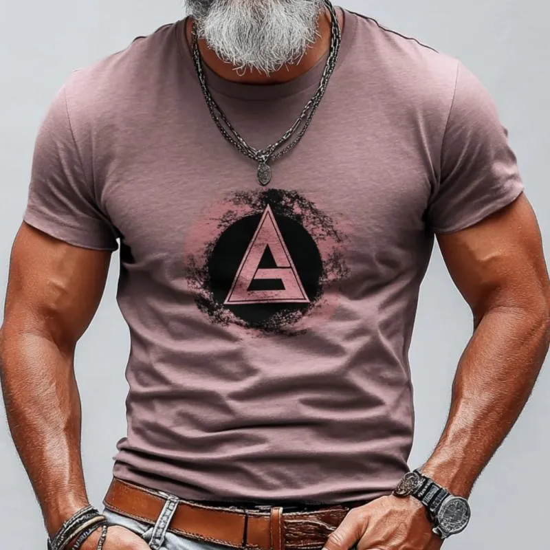 Men's Casual Round Neck Printed Slim Fit Short Sleeve T-shirt 94125557M