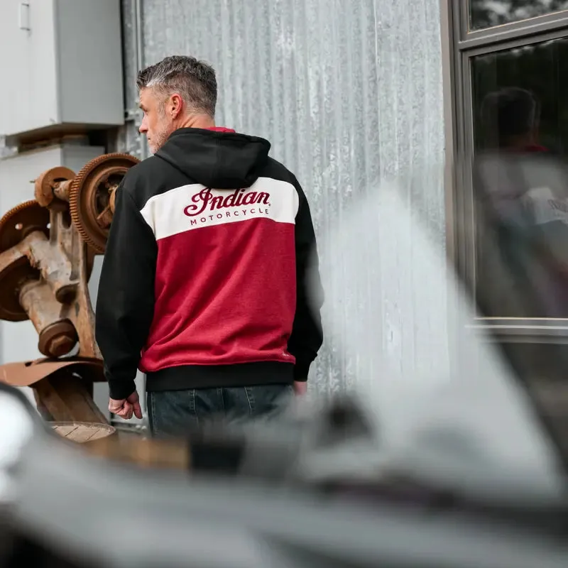 Men's Script Logo Colorblock Hoodie, Red