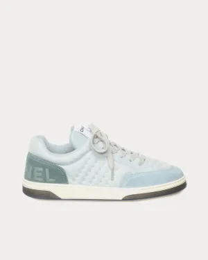 Mesh & Suede Calfskin Light Blue / Turquoise Low Top Sneakers